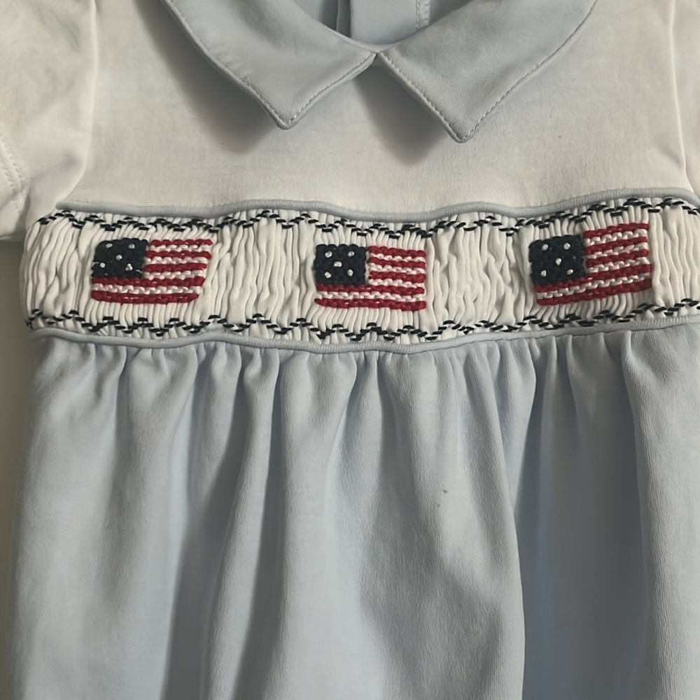 Patriotic Baby Romper - White and Light Blue - Picture 4 of 6